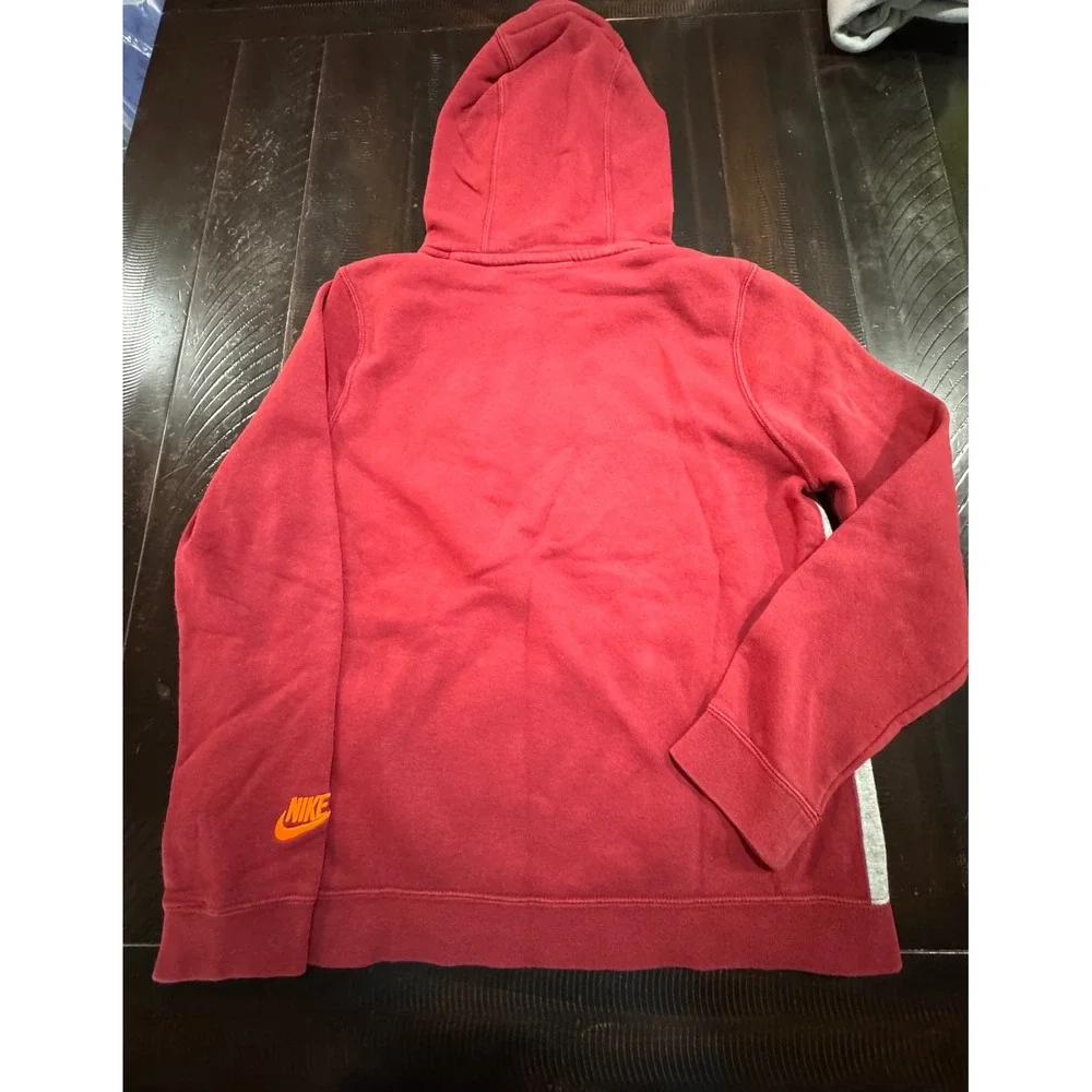 Nike Kids Pullover Hoodie Maroon Gray Colorblock Logo Sweatshirt Size Large L